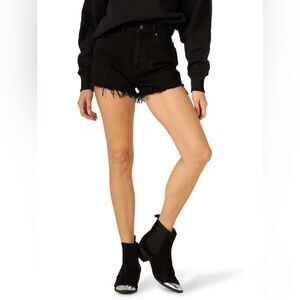 BLACK WRANGLER SIZE 30 DISTRESSED CUTOFF BLACK DENIM SHORTS